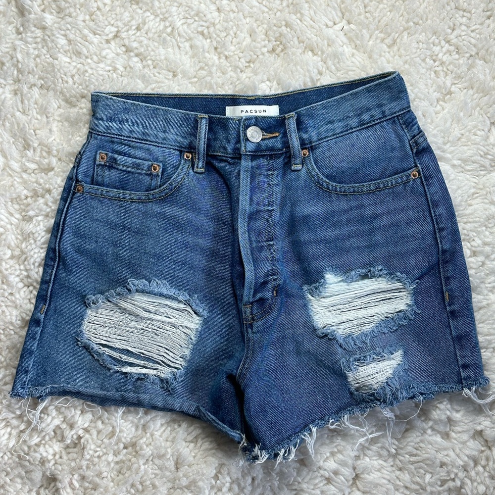 PacSun Women's Blue Distressed Denim Shorts